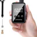 URTOPIA Mini Bike Tire Pump, Fast Inflate Bicycle Pump with Gauge, Rechargeable 150PSI Portable Electric Bike Air Pump with Presta and Schrader Valve for Road Bike, Ebike, Motorcycle, Ball (Black)