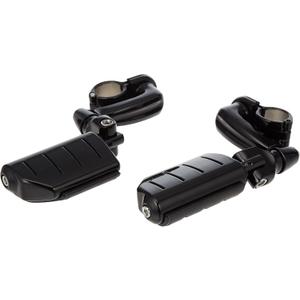 Kuryakyn 7599 Motorcycle Foot Controls: Longhorn Offset Trident Dually Highway Pegs with Magnum Quick Clamps for 1-1/4" Engine Guards/Tubing, Gloss Black, 1 Pair