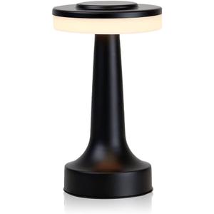 Cordless Metal Desk Lamp, Touch Sensor Control LED Table Lamp,3 Color Stepless Dimmable Battery Powered Lamp for Living Room, Dorm, Home Office (Black)