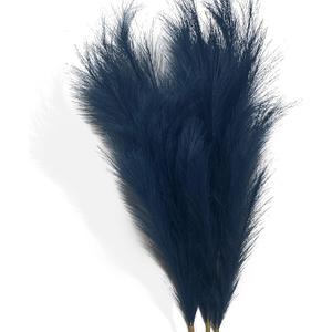 Pampas Grass Decor Fluffy Navy Blue Pampas Grass Tall Lager 43.3"-3 Stems Pompas Floral-Fake Pampas Grass-Artificial Pampas Grass Vase-Dried Pampas Grass-Pompous Grass Branches