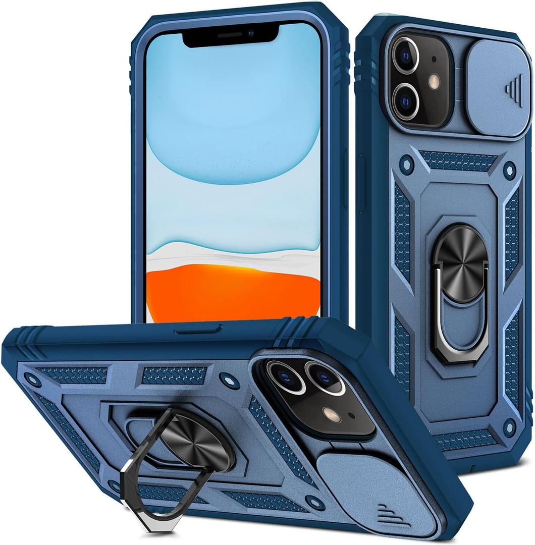 Fetrim Case for iPhone 11, Camera Cover Phone Case with Rotation Ring Stand for Apple iPhone 11 - Blue