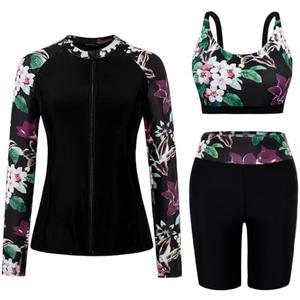 Arolina Womens Rash Guard Long Sleeve Swim Shirts Swimsuit 2026 Bathing Suit with Womens Swim Shorts & Two Pockets XL