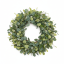 15" Eucalyptus Wreath, Year Round Wreaths for Front Door, Spring Summer Wreath with Green Faux Eucalyptus, All Seasons Evergreen Decor for Inside Farmhouse Festival Celebration Party. 2 PC