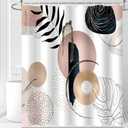 BESBESME Boho Mid Century Shower Curtain Set, Waterproof Fabric for Bathtub Bathroom Decor Modern Machine Washable Weighted Hem Shower Curtain, Minimalist Abstract Polyester Curtain, Pink, 60"x72"