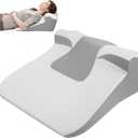 Bed Wedge Pillow for Sleep Apnea, Acid Reflux & Snoring Relief, Post-Surgery Recovery Pillow with Ergonomic 3-in-1 Certified Memory Foam for Back, Neck & Head Support (White & Gray)