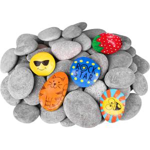 River Rocks for Painting 60 Pcs Large 2-3 Inch Flat Smooth Painting Stones Craft Rock to Paint for Kids Crafts Painting Bulk