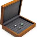 Oirlv Solid Wood Ring Jewelry Box Organizer Earrings Jewelry Drawer Organizer Tray with Lid (Grey)