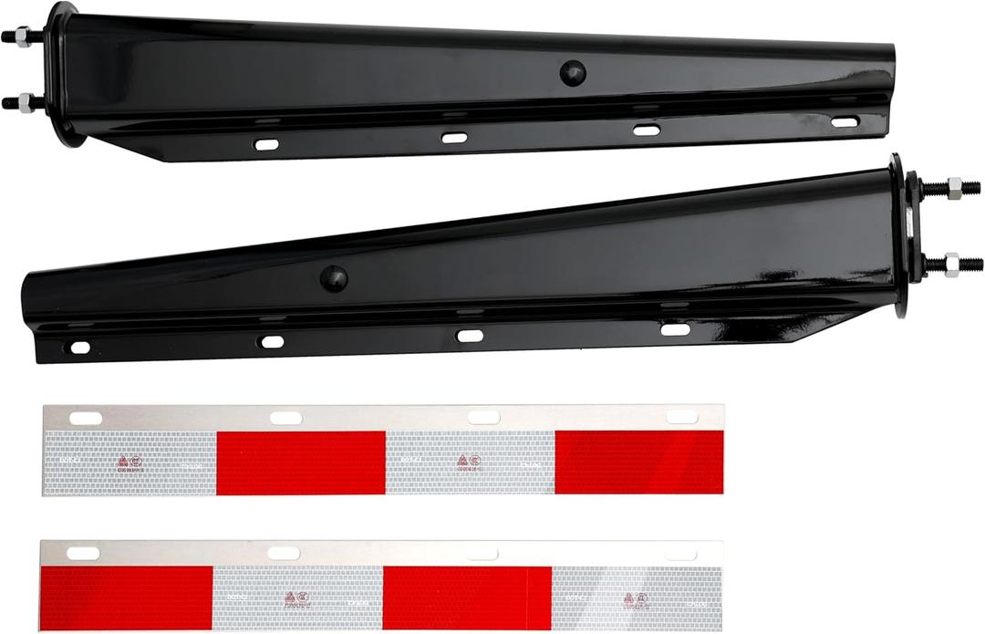 TBOZZ Black Straight Spring Loaded Mud Flap Hanger 2.5" Bolt Spacing, 30" Length. 13inch Length Enhanced Spring Inside with Reflective Plate.