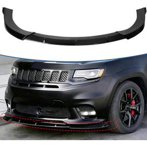 Front Bumper Lip Compatible with Jeep Grand Cherokee SRT 2017-2021/Trackhawk 2018-2021,3PCS Front Splitter Lower Chin Lip Painted Glossy Black Air Dams