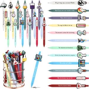 72 Pcs Science Gifts Black Ink Retractable Ballpoint Pens Science Birthday Party Decorations Chemistry Laboratory Gifts