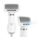 iPettie Pet Grooming Hair Dryer with Slicker Brush, White, Quiet, 2 Heat Settings, Professional Home Use for Short Straight Hair Cat, Narrow Gap Slicker Brush
