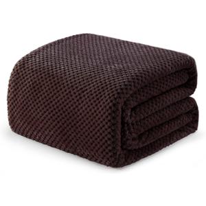 Exclusivo Mezcla Fleece Bed Blanket King Size, Super Soft and Warm Blankets for Couch, Sofa and Bed Waffle Textured, Cozy, Fuzzy and Lightweight (Coffee, 90x104 Inches)