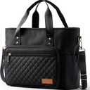 HOTOR Lunch Box for Women - Insulated Lunch Bag with Multiple Pockets, Portable Lunch Tote & Cooler with Handles & Adjustable Strap for Work, Picnic, Short Trip, 11.0" x 5.5" x 8.7", Black
