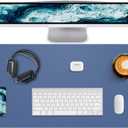 Desk Pad Mat - Leather Desk Pad Protector for Office and Home - Desk Organization and Accessories - Ideal for Large Mouse Pad and Desk Mats on Top of Desks(Grey Blue,31.5" x 15.7") (32" x 16")