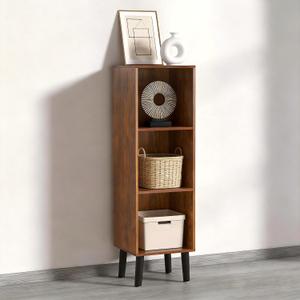 3 Wooden Cube Storage Organizer with Legs,Three Tier Cube Bookcase Freestanding Storage Organizer Open Shelf Short Bookshelf for Bedroom, Living Room, Home Office (3 Cube,Retro Brown)