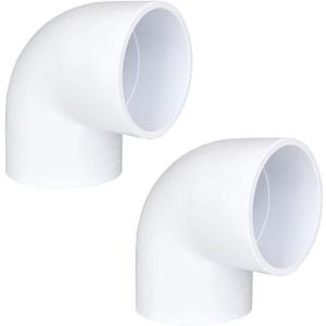 2 Pack 3" PVC 90 Degree Elbow Pipe Fittings (Socket x Socket), 2 Way Right Angle Adapter Coupling Schedule 40, 3 inch PVC Pipe Corner Connector DIY, White SCH 40