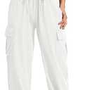 PINSPARK Women's Cargo Pants Quick Dry Hiking Athletic Pants Elastic High Waist Casual Pants Wide Leg with Pockets, 2XL
