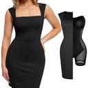 Popilush Work Dresses for Women 2025 Shapewear Mini Dress Sleeveless Summer Business Casual Outfits Formal Dress Office Black M