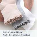 SSF&TUYS Ruffle Socks for Women  Soft Cotton Frilly Ankle Socks, Cute, Breathable & Comfy, 6 Pairs (01-white)