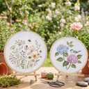 Novabright 12 Pcs Large Bamboo Embroidery Hoops with Triangle Display Stands Include 10.2'' and 11.8'' Round Hoops Frame Cross Stitch Wood Holder Easels for Desk Display Decor Craft Works
