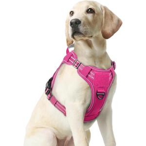 rabbitgoo Dog Harness Medium Sized No Pull, Tactical Service Pet Vest with Molle and Control Handle, Adjustable and Reflective Military Harness for Easy Walking and Training, Rose Red, M