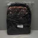 Pfrewn Rose Gold Black Glitter Backpacks for Girls, Teens, Women, School Bookbags Backpack for Kids, Students, Black Pink