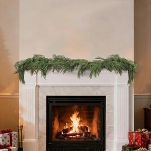 6ft Realistic Christmas Garland Decorations - 1pcs Upgraded Real Touch Greenery Artificial Norfolk Pine Cedar Garland for Fireplace Mantle Table Window Stair Holiday Home Decor