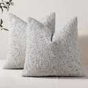 Striped Throw Pillow Covers 24x24 Set of 2 Blue Textured Boucle Chic Morden Boho Accent Farmhouse Square Decorative Couch Pillow Covers for Home Decor Bed Sofa Living Room, Blue