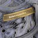 BCBGMAXAZRIA Hanah Dress Navy Sheer Ruffles Lace Peplum Sleeveless M