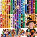 Childom 48Pcs Halloween Slap Bracelet For Kids,Halloween Decorations Gifts Party Favors Bracelet Decoration Outdoor,School Classroom Prizes Snap Bracelets Bulk Decor,Holiday Favors for Kids,Boys,Girls