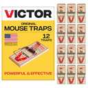 Victor Mouse Traps M150-12, Metal Pedal, Sustainably Sourced FSC Wood, Wooden Mouse Traps - Pack of 10