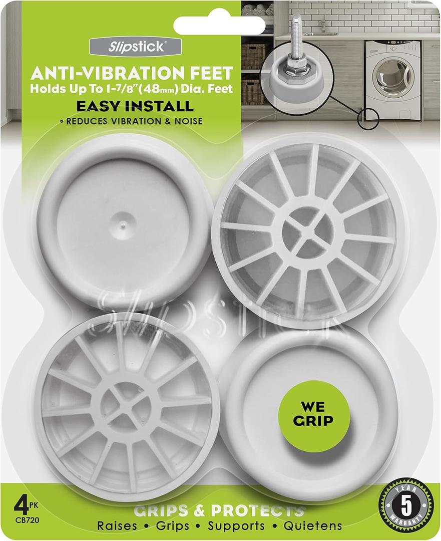 Slipstick Anti Vibration Pads for Washing Machine/Appliances (Set of 4 Non-Slip Pedestals) Stops Washer Dryer from Walking/Moving, Reduces Noise, Protects All Hard Floor Surface, Universal Size