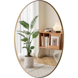 ANDY STAR Gold Oval Mirrors for Bathroom, 22x30 Inch Brushed Gold Stainless Steel Metal Framed Oval Wall Mirror, Modern Vanity Mirror Wall Mount Horizontal or Vertical