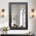 Wood Framed Mirrors for Wall, Black Bathroom Vanity Mirror for Over Sink 24 x 36, Vintage Wall Mirror for Bathroom Sink Hallway Entryway Bedroom Living Room Farmhouse Boho Style