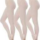 MANZI 3 Pairs Convertible Dance Tights for Women Transition Ballet Stockings, L/XL