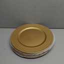 SOUJOY 12 Pack Plastic Gold Charger Plates, 13 Inch Dinner Plate, Leaf Trim Antique Charger Plate for Weddings, Parties, Anniversary, Thanksgiving, Christmas