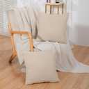 Throw Pillow Covers Set of 2, Soft Chenille Decorative Cushion Covers with Hidden Zipper for Sofa, Couch, Bedroom & Boho Farmhouse Home Decor 20 x20in (Beige)