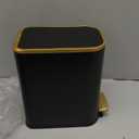 Cesun Small Bathroom Trash Can with Lid Soft Close, 5 Liter/1.3 Gallon Stainless Steel Garbage Can with Removable Inner Bucket, Step Pedal, Slim Waste Basket for Toilet, Office, Bedroom (Black&Gold)