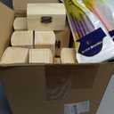 Chumia 48 Pcs Unfinished Wooden Craft Boxes with Paintbrushes Small Wooden Boxes Small Treasure Chest with Lid and Clasp Wood Storage Box for DIY Baby Shower Pirate Decor, 3.5 x 2.2 x 1.8 Inch