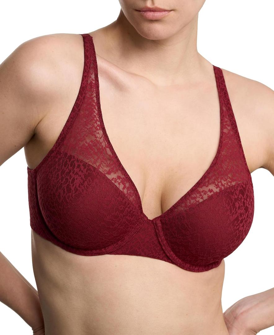 Natori Womens Pretty Smooth Full Figure Contour Underwire (34C, Dk Red)