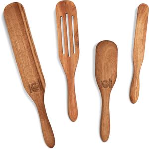 As Seen on TV, Mad Hungry Spurtle 4pc Set, Acacia Premium Wood Finish, Cooking Utensils For Non Stick Cookware, Baking, Whisking, Smashing, Scooping, Spreading, Serving and More.