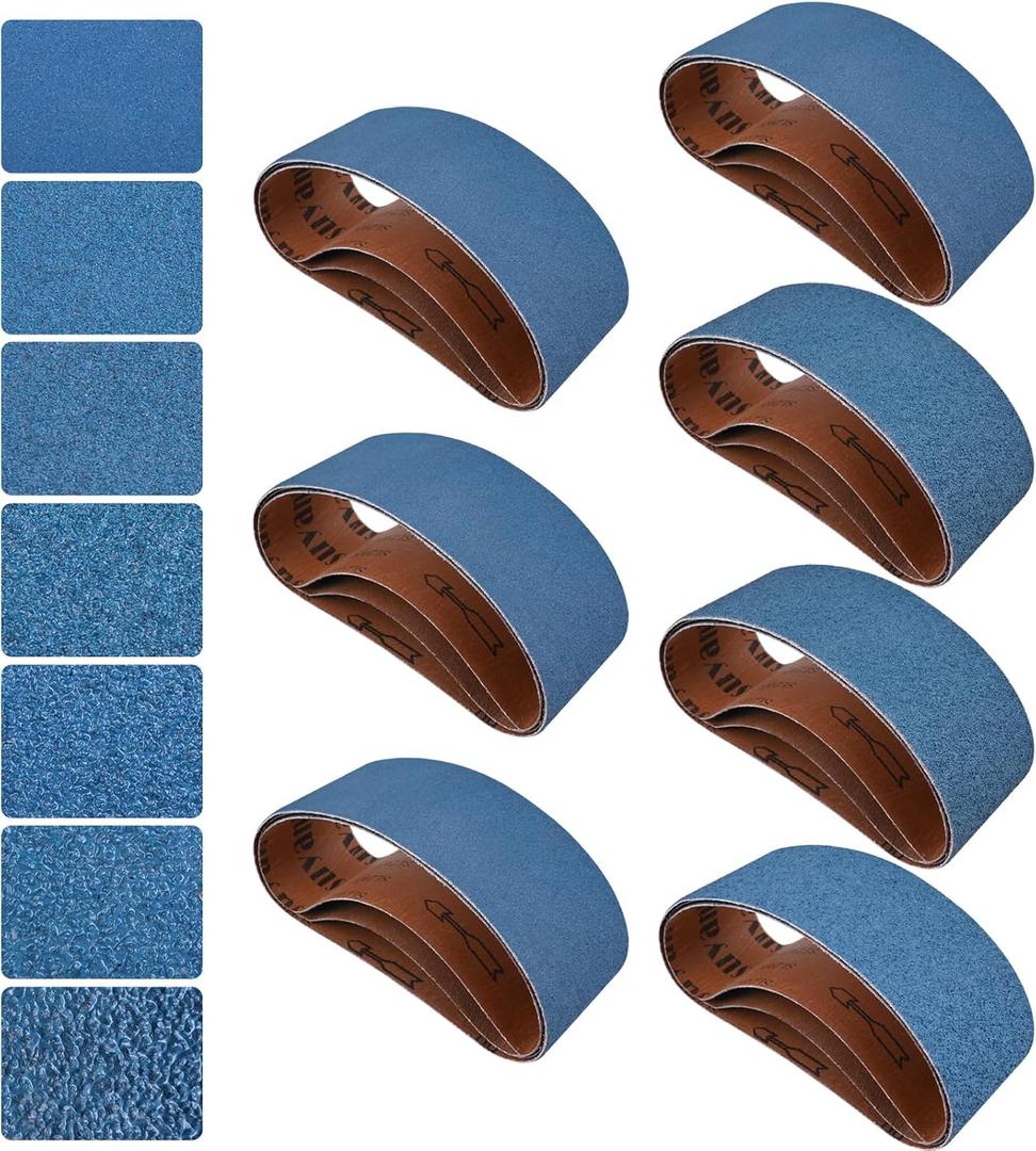 3x21 Inch Sanding Belts 21 Pcs 7 Grits Sizes (3 Each of 40/60/80/120/150/240/400 Grits) Heavy Duty Belt Sander Zirconia Belt Sander Paper for Wood, Metal, Stainless Steel, Cars, and Furniture