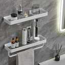 VOLPONE Bathroom Shelves Wall Mounted 2 Tier Glass Floating Shelf - Tempered Glass Wall Organizer (White)