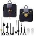 2 Pack Non Ticking Wall Miniature Clock Movements Mechanism with 5 Pairs of Short Hands Quartz Motor Kit Battery Operated DIY Repair Parts Replacement, 5/32 in Max Dial Thick, 1/2 in Shaft Length