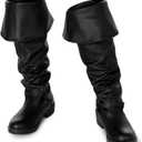 Ramede Medieval Pirate Boots Men Halloween Renaissance Boots Gothic Cosplay Costume for Men (9, Black)