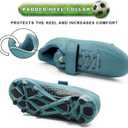 RUNIC Kids Soccer Cleats for Boys and Girls - Small and Big Kid Athletic Outdoor Football Shoes - Firm Ground - Hook and Loop Closure - Black/Gold (Green)