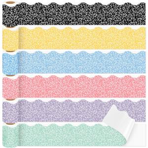 6 Rolls 196.8ft Colorful Composition Bulletin Board Border Composition Notebook Classroom Decoration Back to School Board Trim Bulletin Chalkboard Wall Decorations for Office School Wall (Sprinkle, Pastel)
