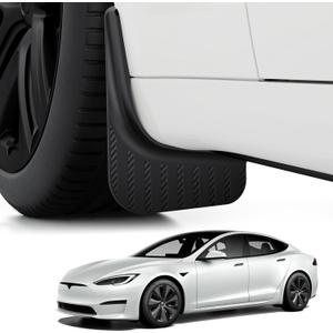 BASENOR New Version Tesla Model S/Model S Plaid Mud Flaps Splash Guards [No Drilling No Tape] [10X Stronger] All Weather Tire Protector Mudflaps for 2021-2025 Model S Exterior Accessories