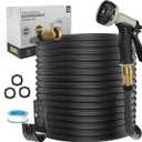 Expandable Garden Hose, New Patented Water Hose 100ft with 10 Function Spray Nozzle, 40 Layers Innovative Nano Rubber Water Hose, No Kink Leakproof Easy to Move & Store (Black)