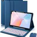 for iPad Air 11-inch/ 5th/ 4th Generation Case with Keyboard iPad Air 10.9/11-inch M4 M3 M2 Air 5 Air 4 Gen 2026/2025/2024/2022/2020 Magic Keyboard Backlit Built-in Pencil Holder with Mouse - Blue